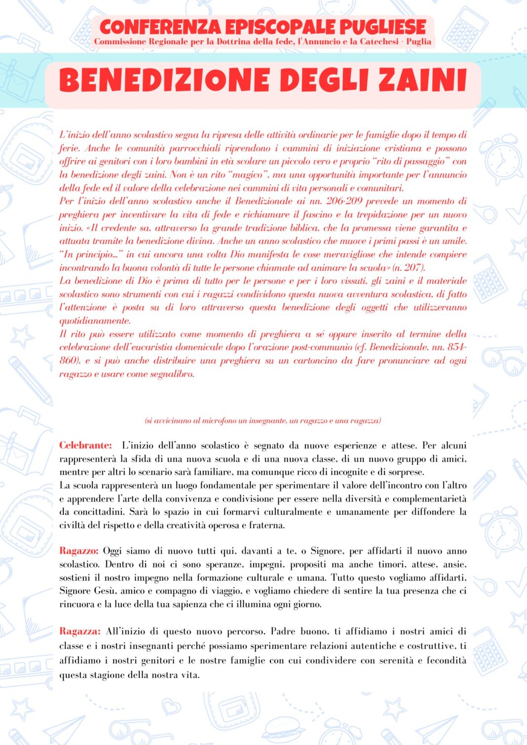 *Buona domenica a tutti*.

Nell'imminenza dell'inizio del nuovo anno scolastico 