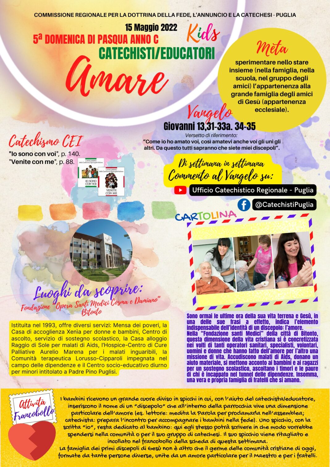 V Domenica di Pasqua 2022 (Kids 6-10 anni)
 Vangelo: GIOVANNI Gv 13,31-33a.34-35