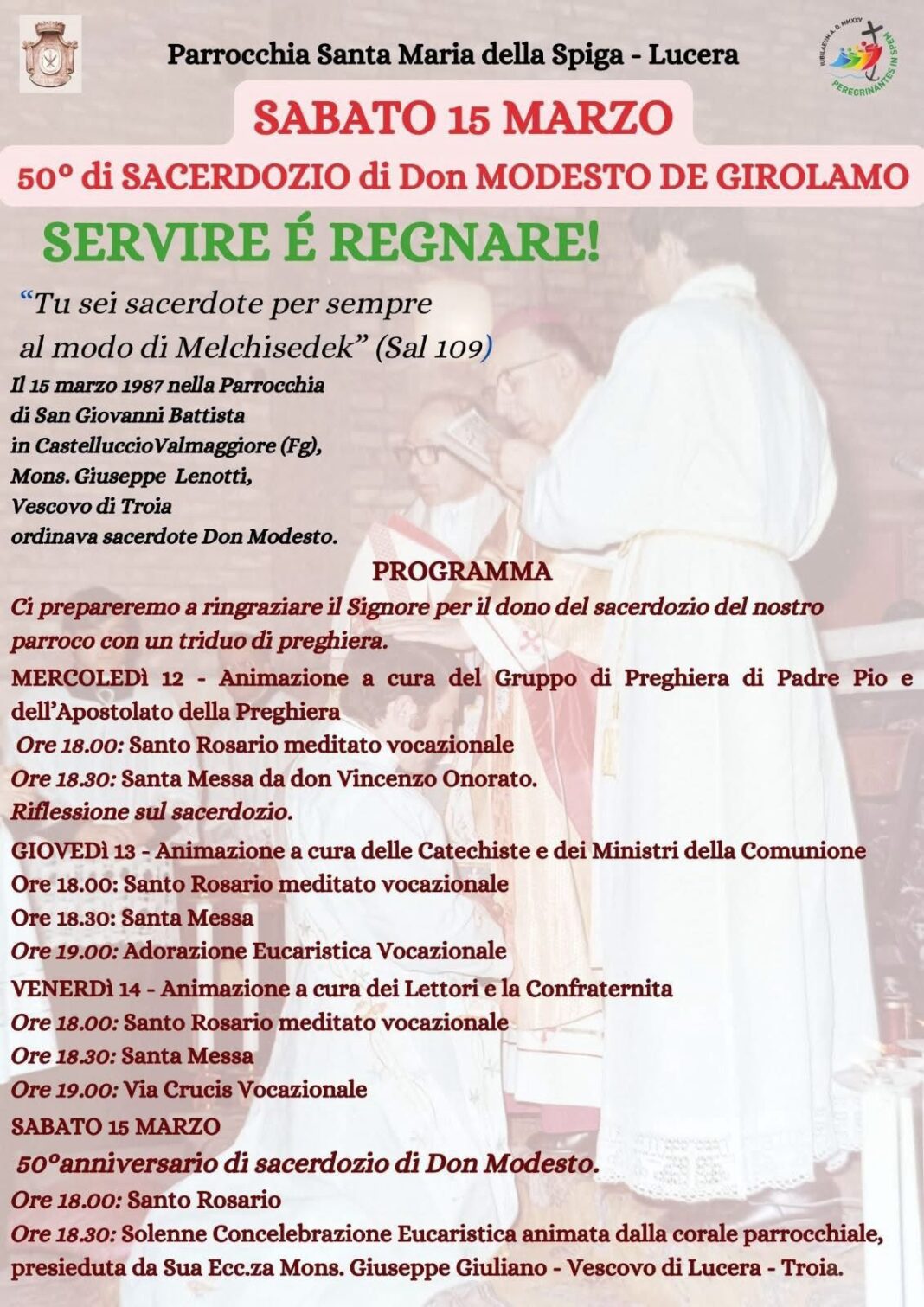 Cinquantesimo anniversario di sacerdozio di don Modesto De Girolamo Cinquantesimo anniversario di sacerdozio di don Modesto De Girolamo