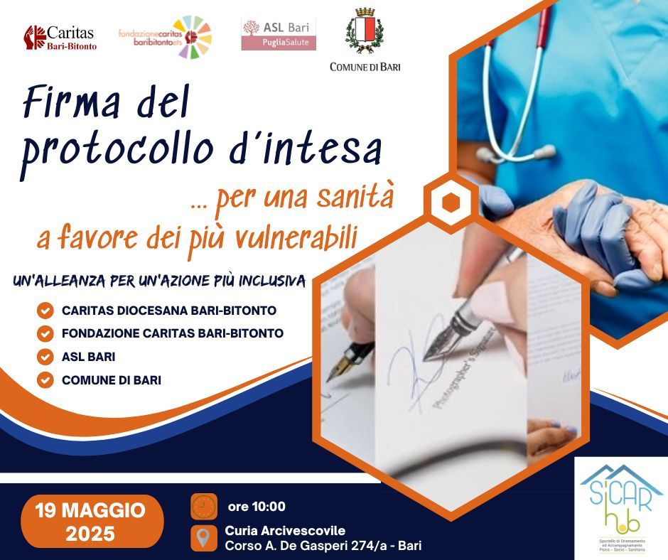 Firma del protocollo d'intesa — Arcidiocesi Bari-Bitonto Firma del protocollo d'intesa — Arcidiocesi Bari-Bitonto
