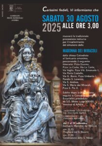 Processione notturna: sabato 30 agosto 2025 ore 3:00 Processione notturna: sabato 30 agosto 2025 ore 3:00