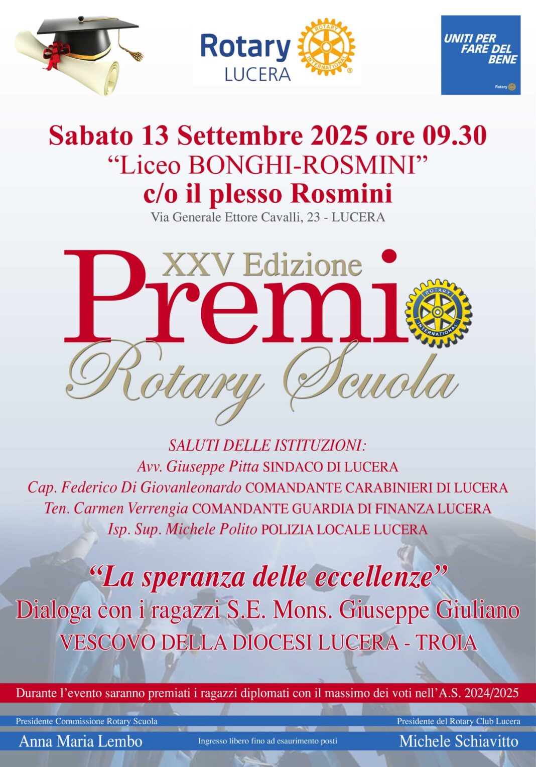 Mons. Vescovo al Premio Rotary Scuola Mons. Vescovo al Premio Rotary Scuola