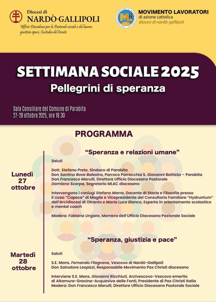 Settimana Sociale 2025 - “Pellegrini di speranza” Settimana Sociale 2025 - “Pellegrini di speranza”