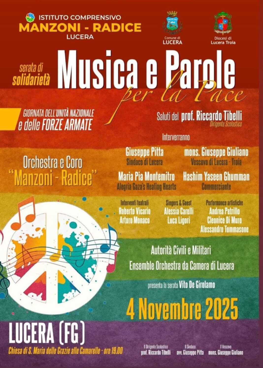 Musica e parole per la pace: serata di solidarietà