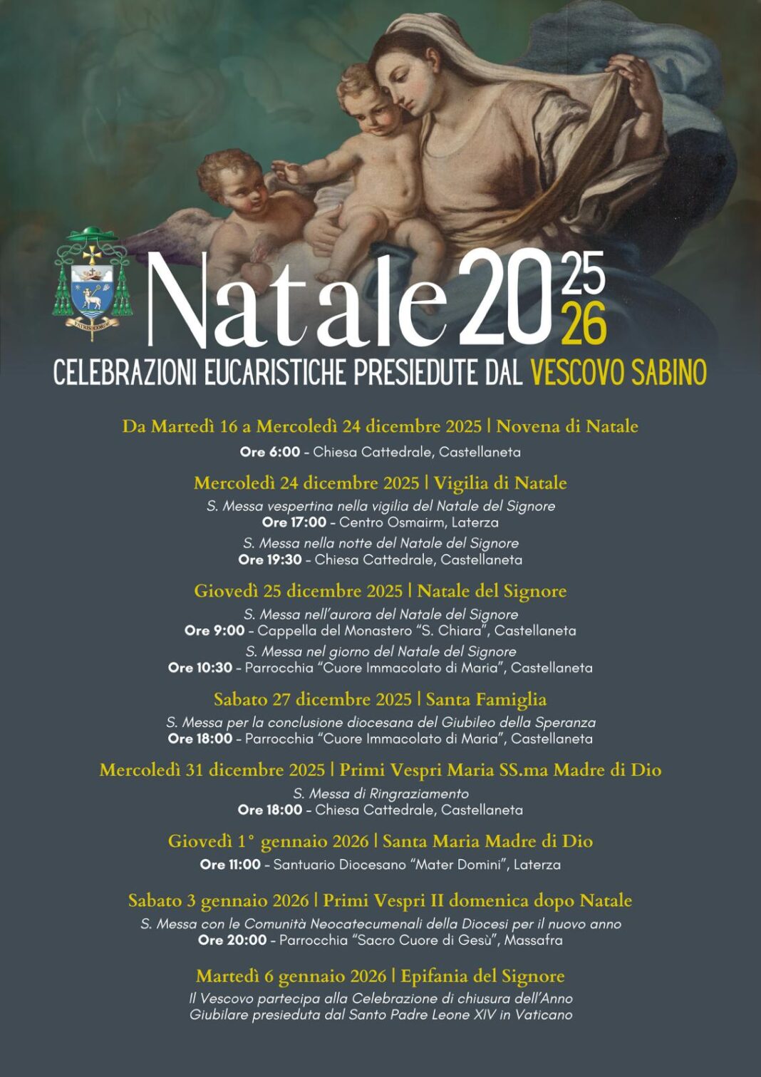 Celebrazioni Eucaristiche presiedute da S.E.R. Mons. Sabino Iannuzzi – Diocesi Celebrazioni Eucaristiche presiedute da S.E.R. Mons. Sabino Iannuzzi – Diocesi di Castellaneta