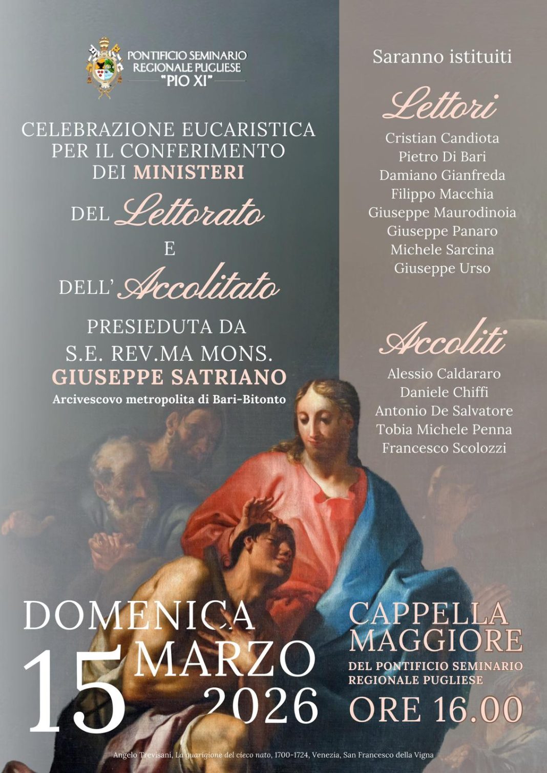 Conferimento dei ministeri del Lettorato e dell’Accolitato presso il Seminario Regionale di Molfetta – Diocesi di Castellaneta