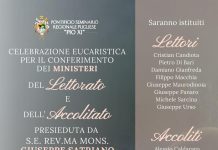 Conferimento dei ministeri del Lettorato e dell’Accolitato presso il Seminario Regionale di Molfetta – Diocesi di Castellaneta Conferimento dei ministeri del Lettorato e dell’Accolitato presso il Seminario Regionale di Molfetta – Diocesi di Castellaneta