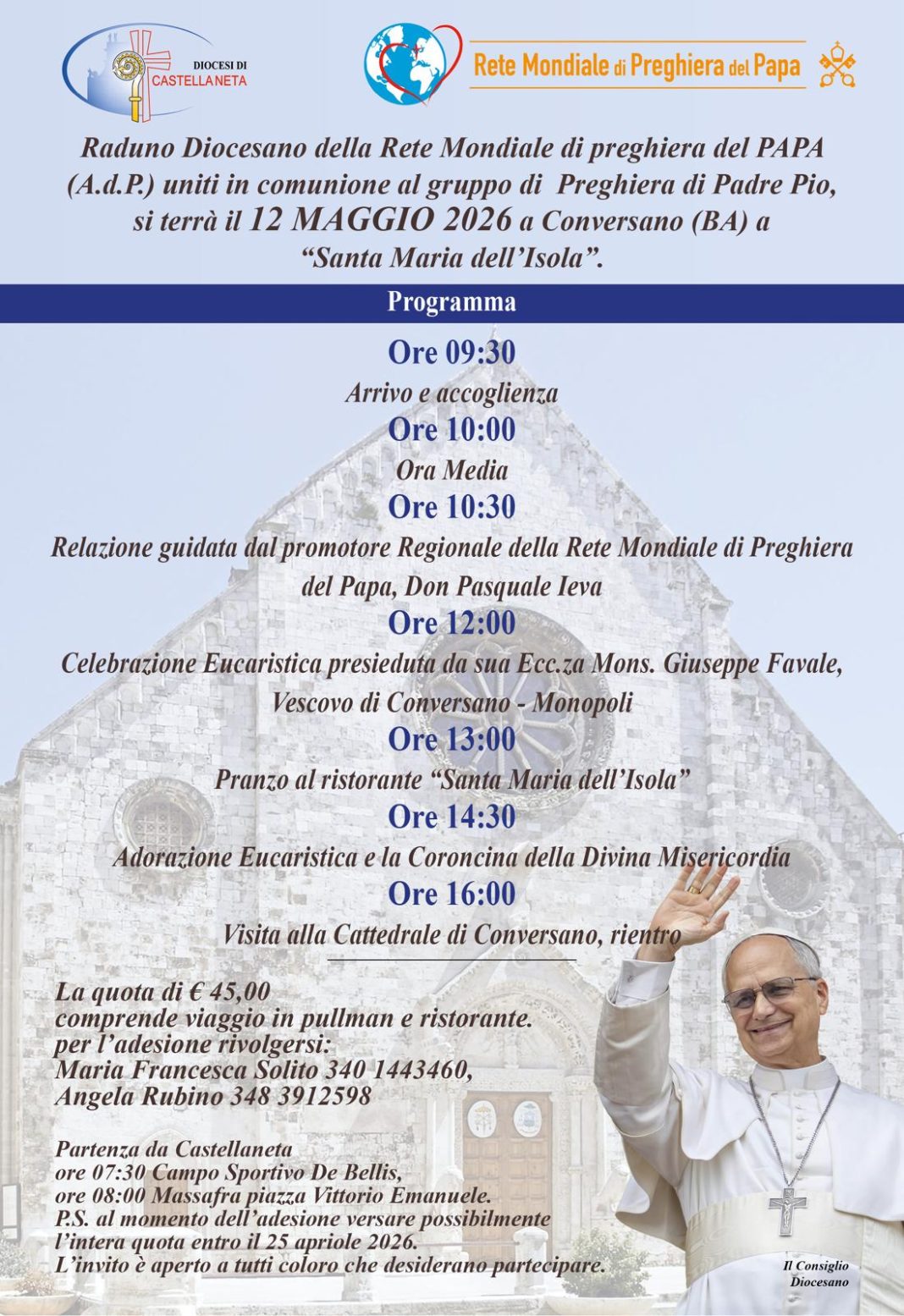 Raduno diocesano della Rete Mondiale di Preghiera del Papa a Raduno diocesano della Rete Mondiale di Preghiera del Papa a Conversano – Diocesi di Castellaneta